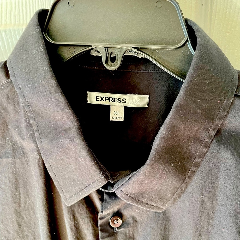 Express Button Up Formal Shirt Solid Black 1mx We… - image 7